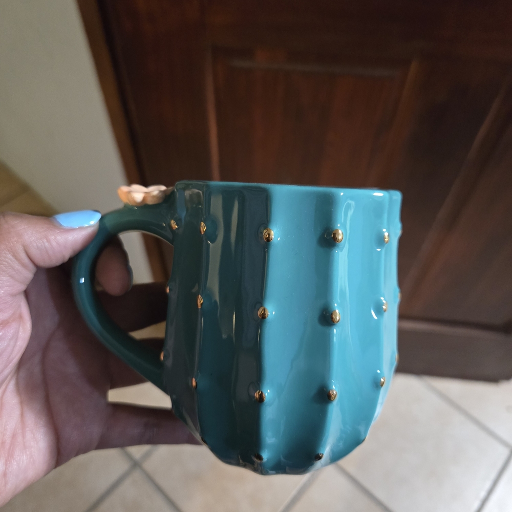 Cactus Mug with Gold Accents